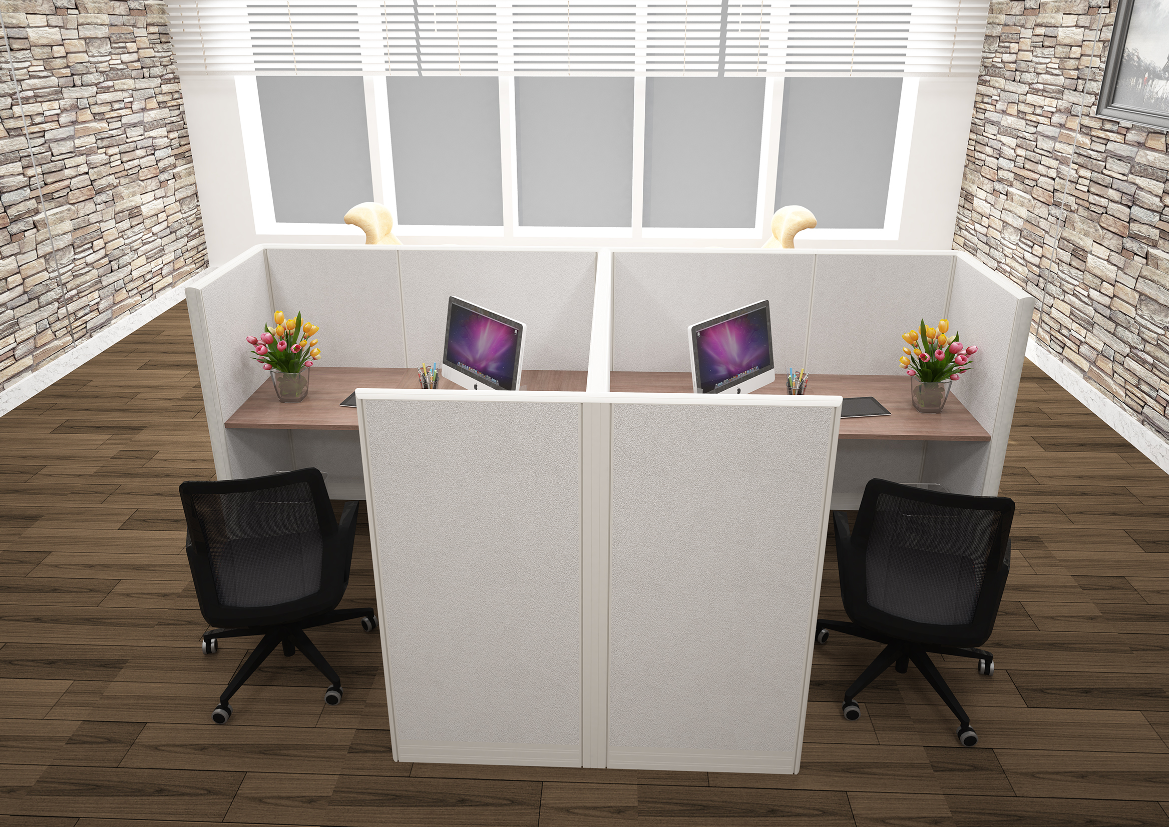 2 Man Mirror Office Workstation L, Mirror For Office Cube